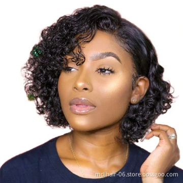 Wholesale Pixie Cut Lace Wig Preplucked Blunt Cut Bob Lace Front Short Human Hair Wigs Curly Lace Front Human Hair Wigs